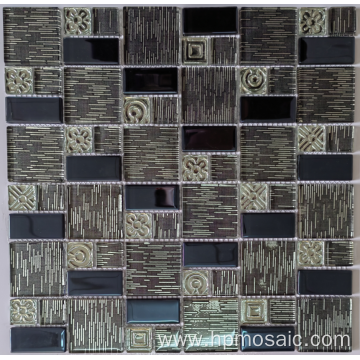 Black mix brown laminated glass mosaic